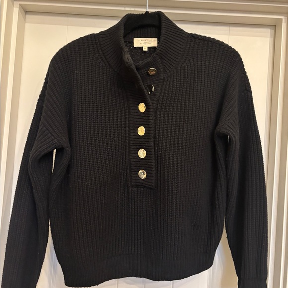 Sezane Sweaters - SEZANE “Lucas Jumper” 3/4 Button-Up Sweater Black with Gold Buttons
